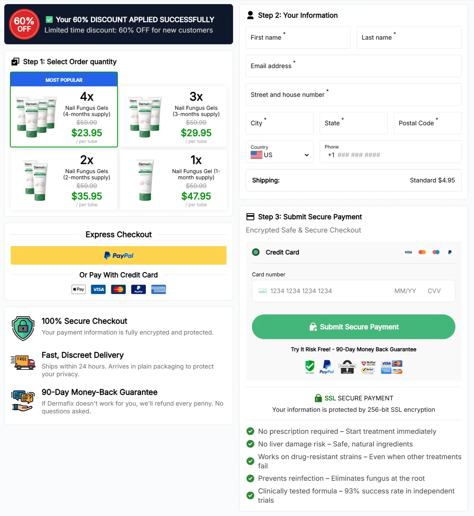 Dermafix secure checkout page
